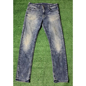 True Religion Geno Relaxed Slim Jeans Mens Distressed Stretch 33x32